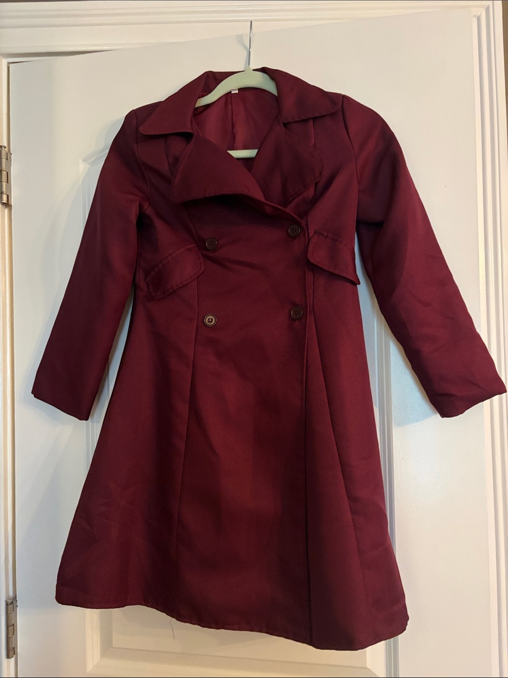 Megan Movie Burgundy Double-Breasted Fit & Flare Dress Coat